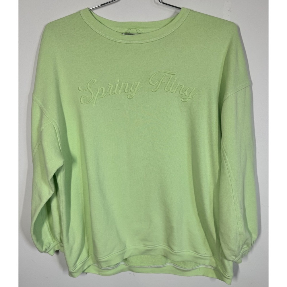 Aerie Oversized Pullover Crewneck Sweatshirt Slouchy Women's M Lime Spring Fling